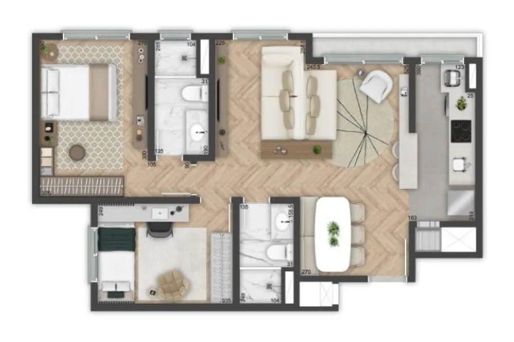 Apartamento, 2 quartos, 56 m² - Foto 3