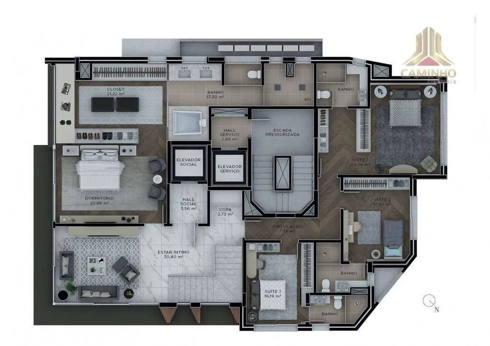 Apartamento, 3 quartos, 206 m² - Foto 7