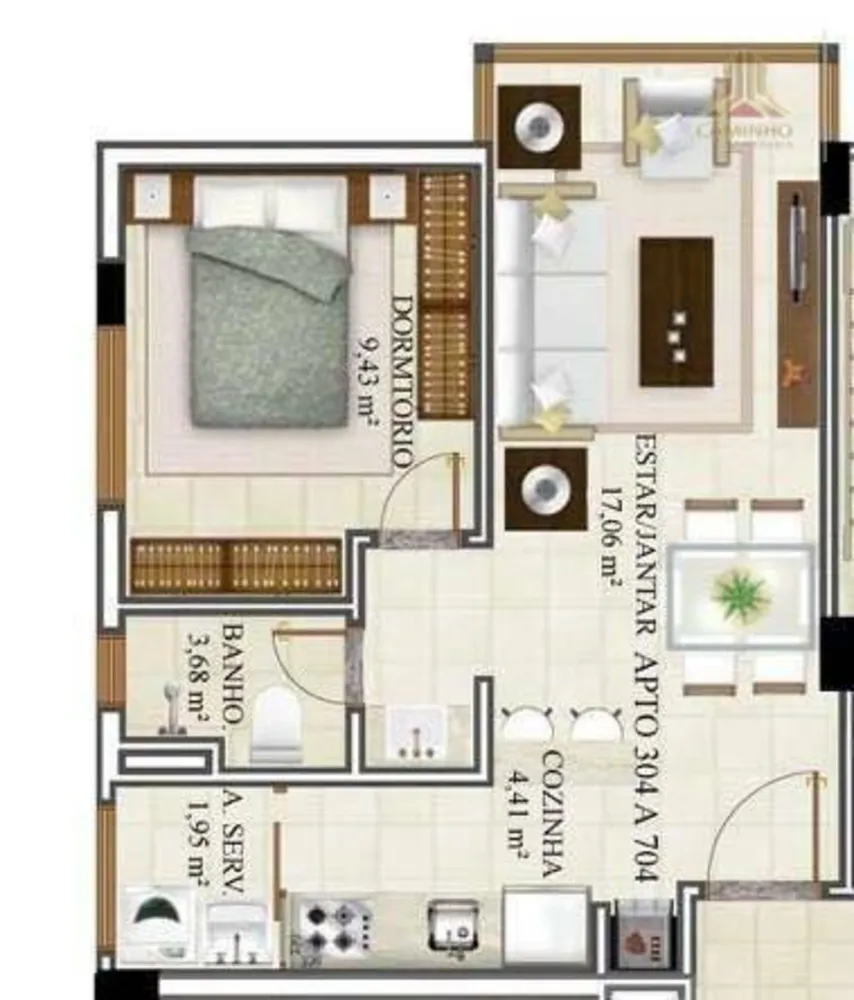 Apartamento, 1 quarto, 43 m² - Foto 2