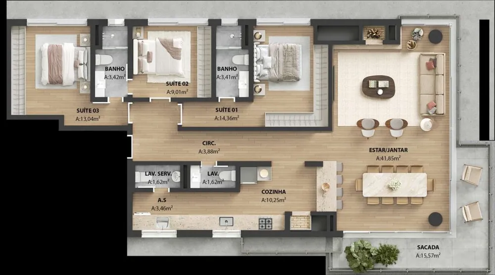 Apartamento, 2 quartos, 156 m² - Foto 7