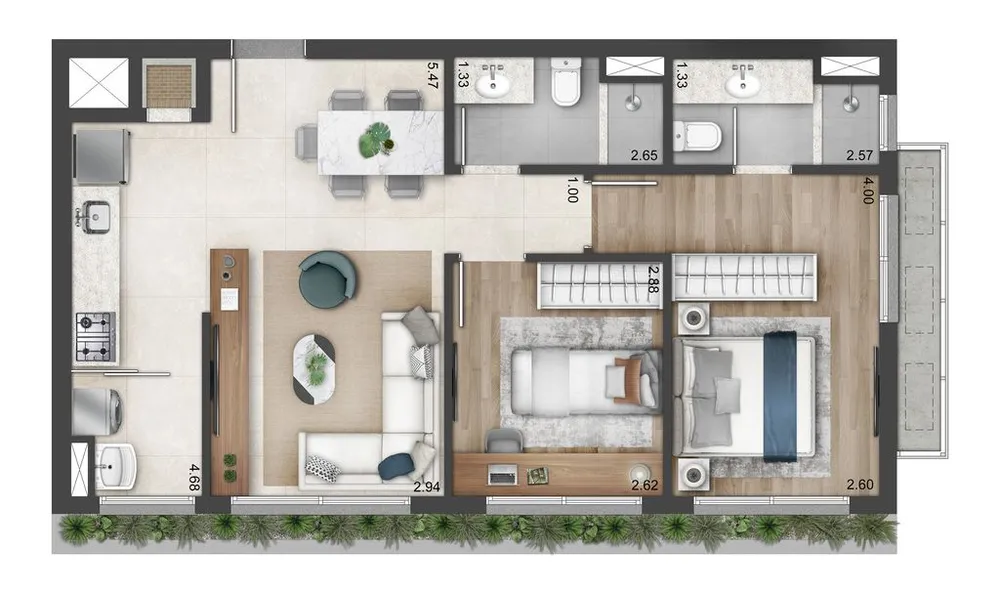 Apartamento, 1 quarto, 44 m² - Foto 2