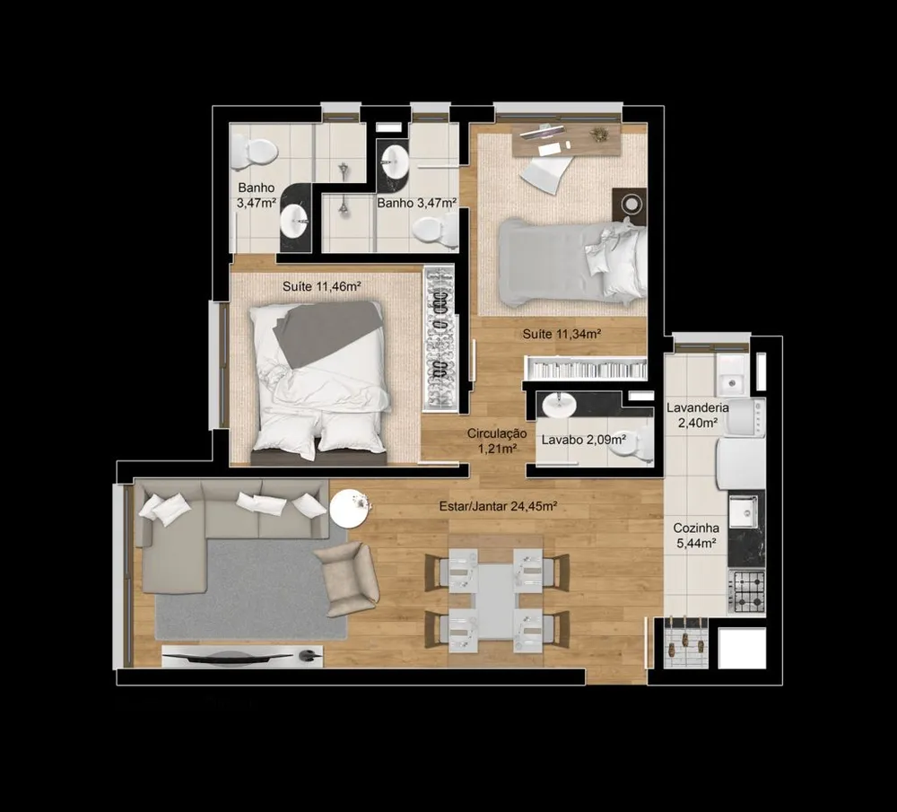 Apartamento, 2 quartos, 67 m² - Foto 9
