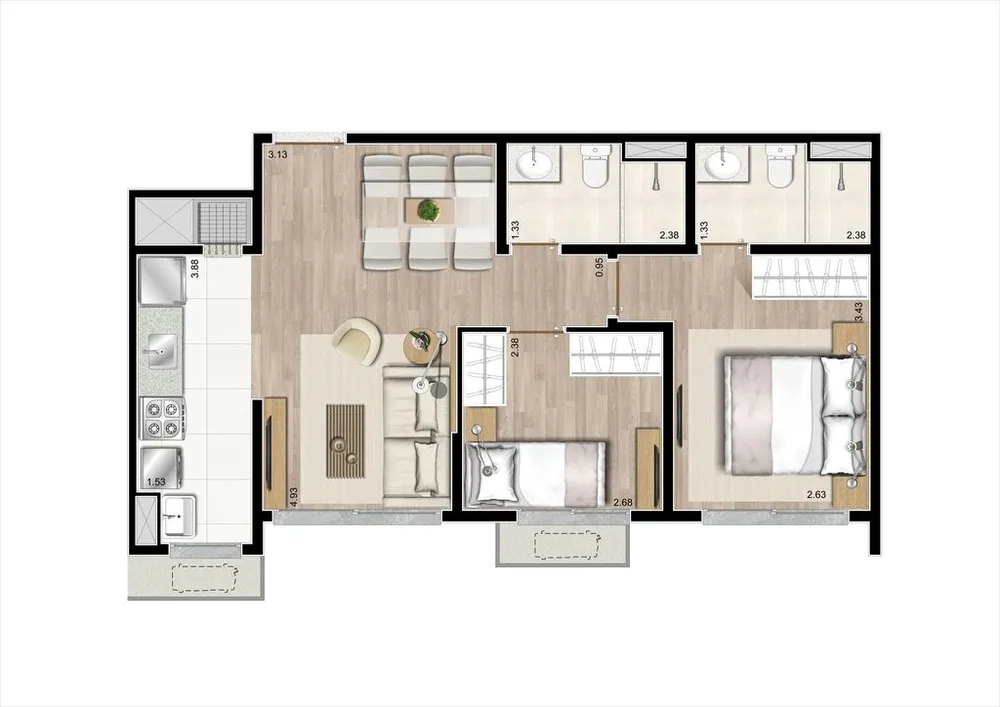 Apartamento, 3 quartos, 67 m² - Foto 1