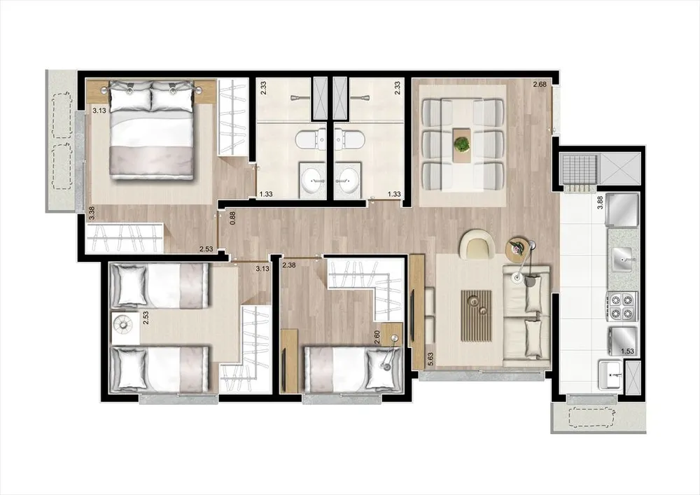 Apartamento, 3 quartos, 67 m² - Foto 8