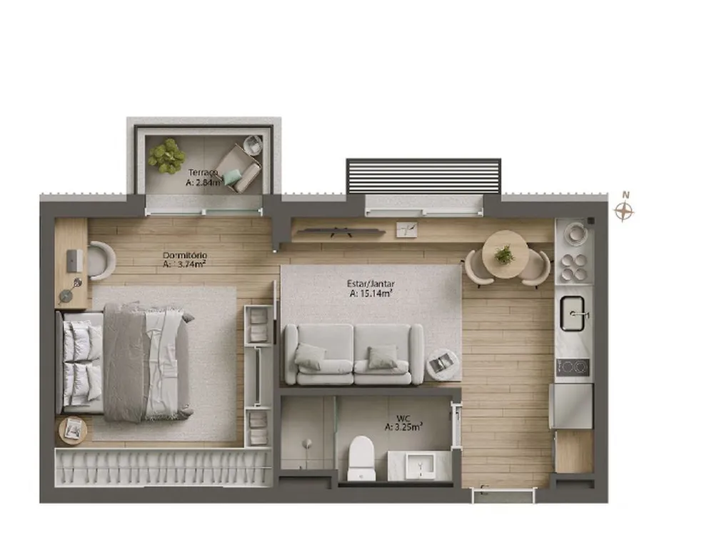 Apartamento, 1 quarto, 55 m² - Foto 8