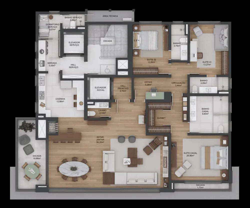 Cobertura, 3 quartos, 404 m² - Foto 1