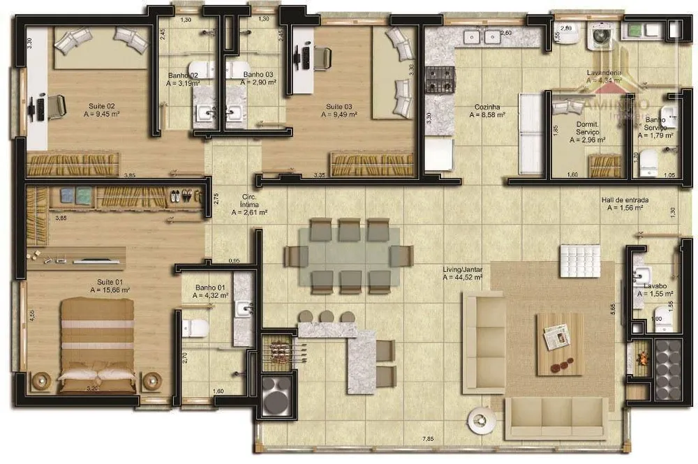 Apartamento, 3 quartos, 134 m² - Foto 4
