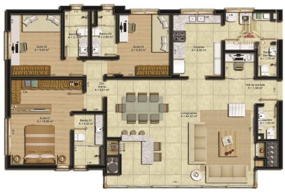 Apartamento, 3 quartos, 133 m² - Foto 2