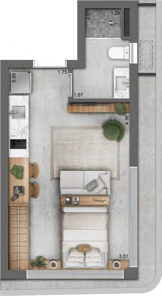 Kitnet-Studio, 34 m² - Foto 4