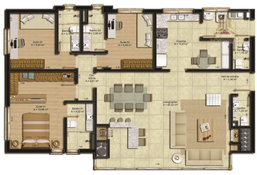 Apartamento, 3 quartos, 134 m² - Foto 4