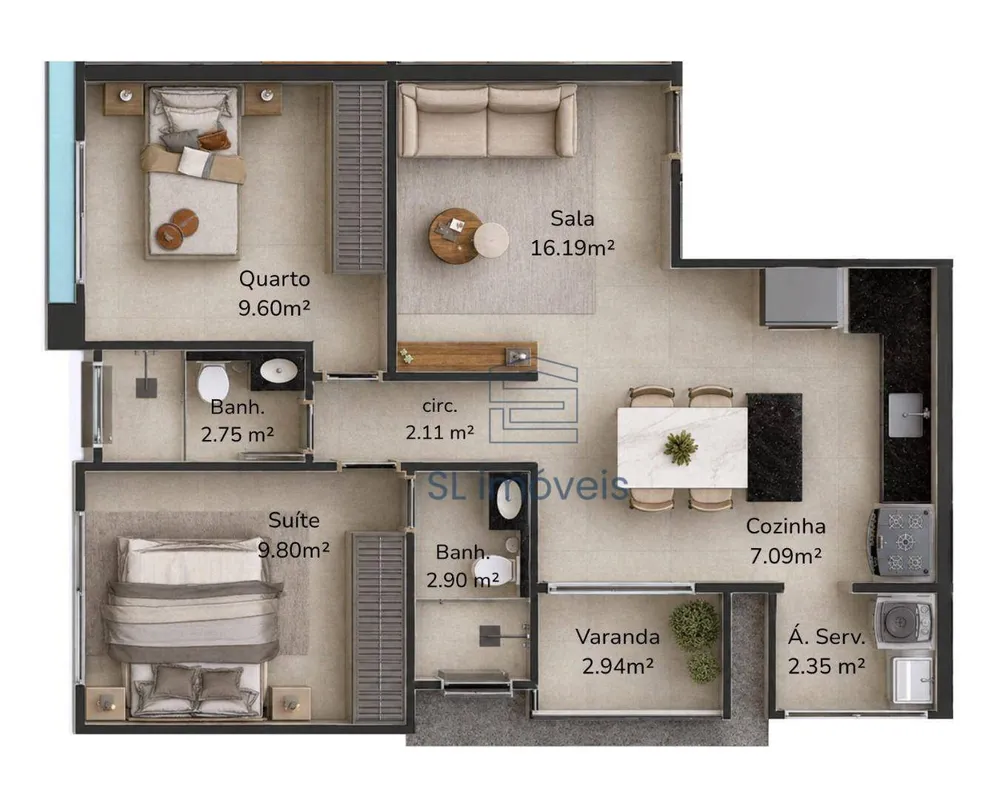 Apartamento, 2 quartos, 61 m² - Foto 10