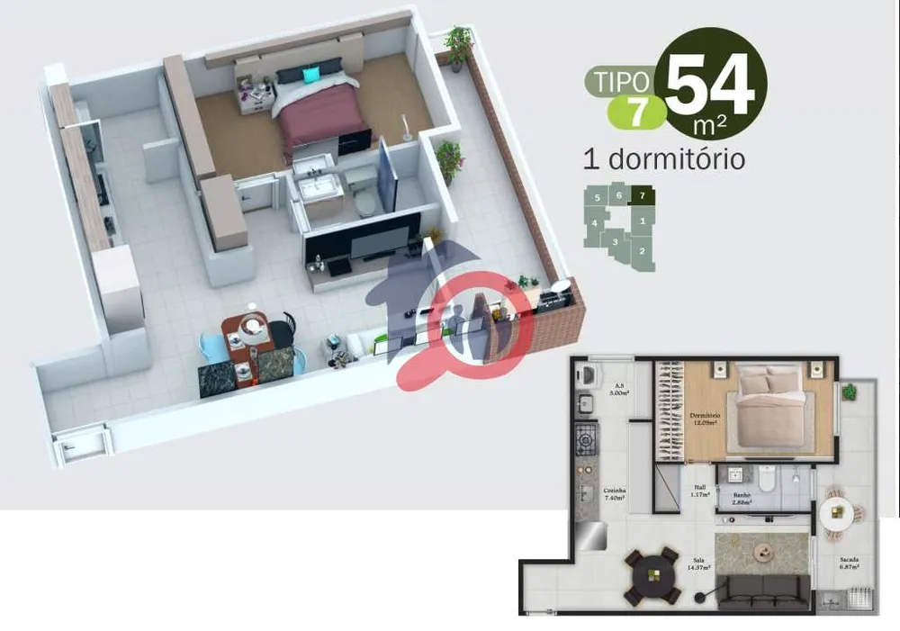 Apartamento, 1 quarto, 54 m² - Foto 5