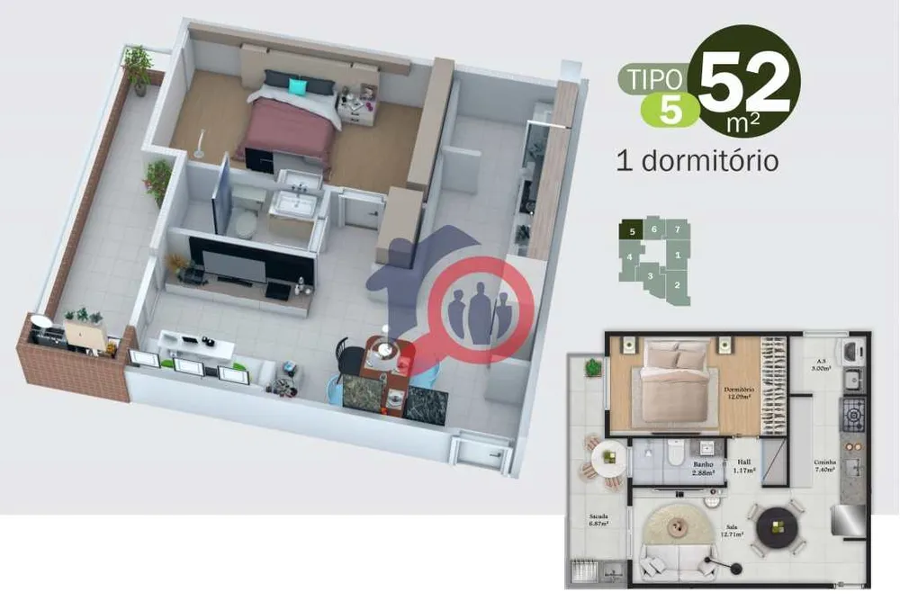 Apartamento, 1 quarto, 52 m² - Foto 11