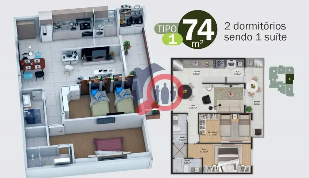 Apartamento, 2 quartos, 74 m² - Foto 11