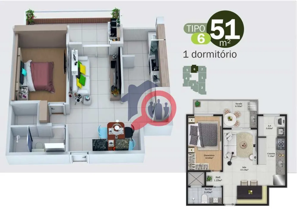 Apartamento, 1 quarto, 51 m² - Foto 14