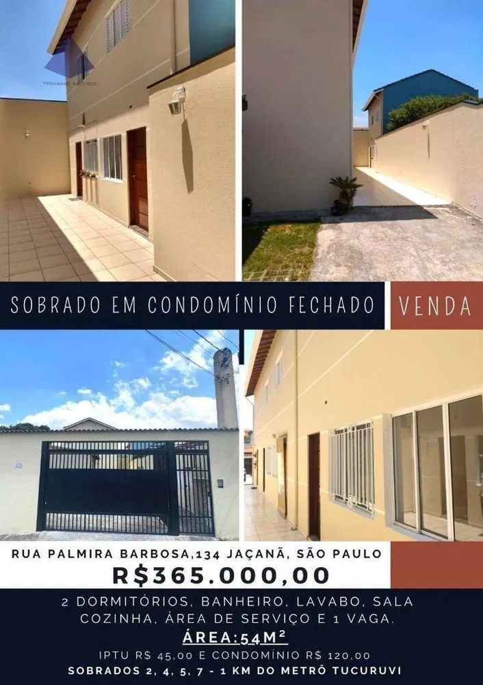 Sobrado, 2 quartos, 54 m² - Foto 1