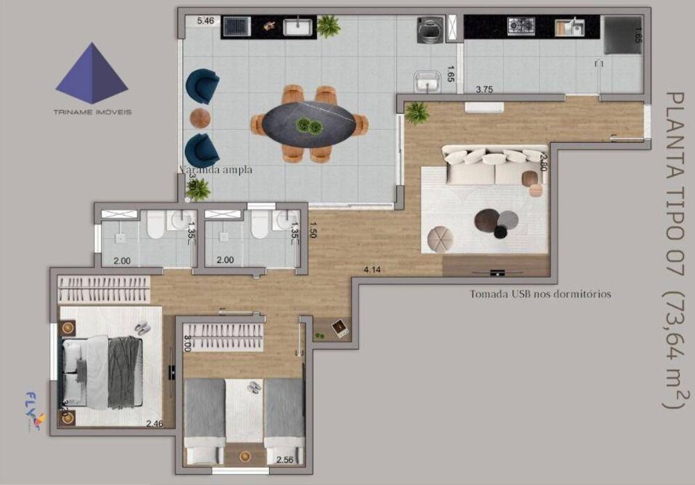Apartamento, 2 quartos, 70 m² - Foto 3