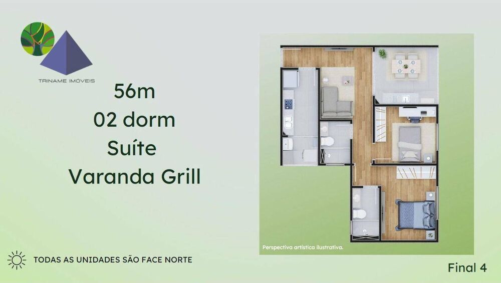 Apartamento, 2 quartos, 56 m² - Foto 2