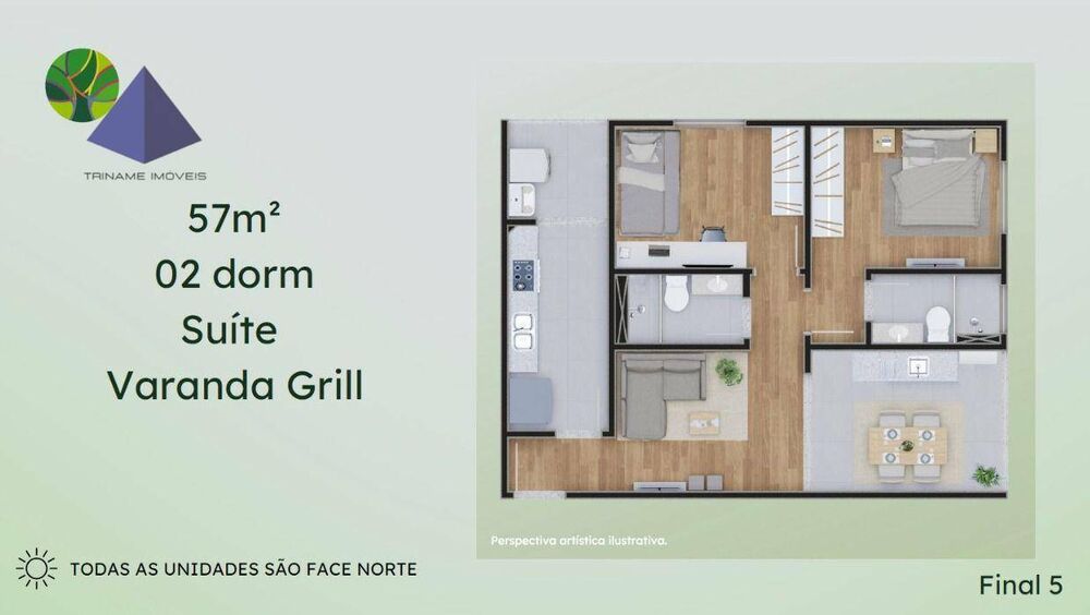 Apartamento, 2 quartos, 56 m² - Foto 3