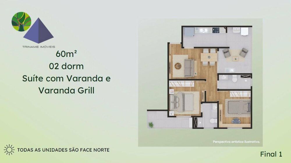 Apartamento, 2 quartos, 56 m² - Foto 1
