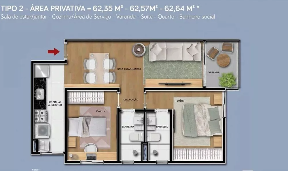 Apartamento, 2 quartos, 56 m² - Foto 9