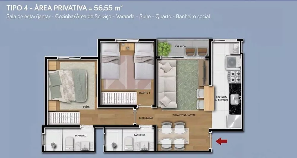 Apartamento, 2 quartos, 56 m² - Foto 10