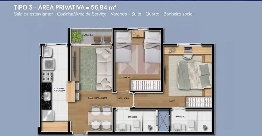 Apartamento, 2 quartos, 56 m² - Foto 8