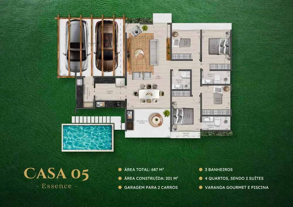 Casa de Condomínio, 4 quartos - Foto 3
