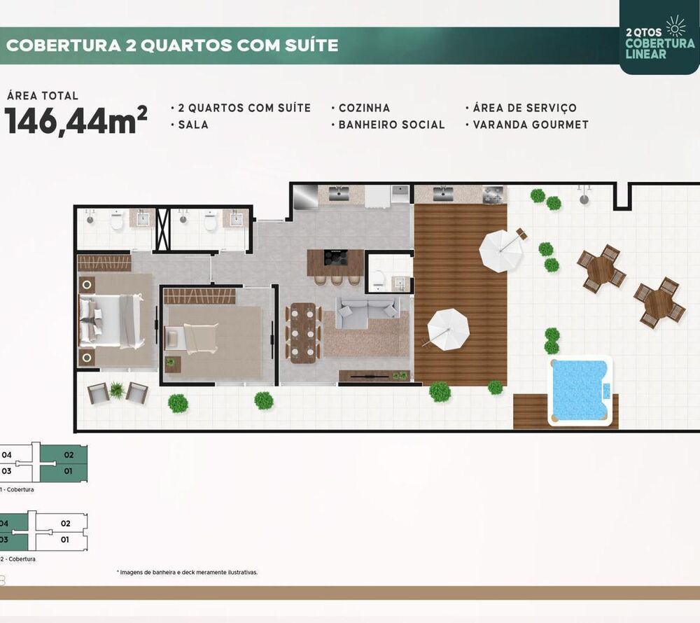 Cobertura, 2 quartos - Foto 13