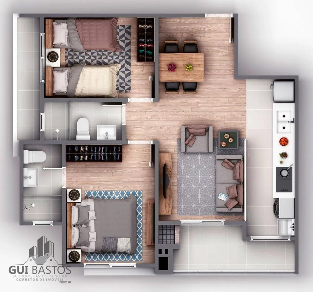 Apartamento, 2 quartos, 61 m² - Foto 2