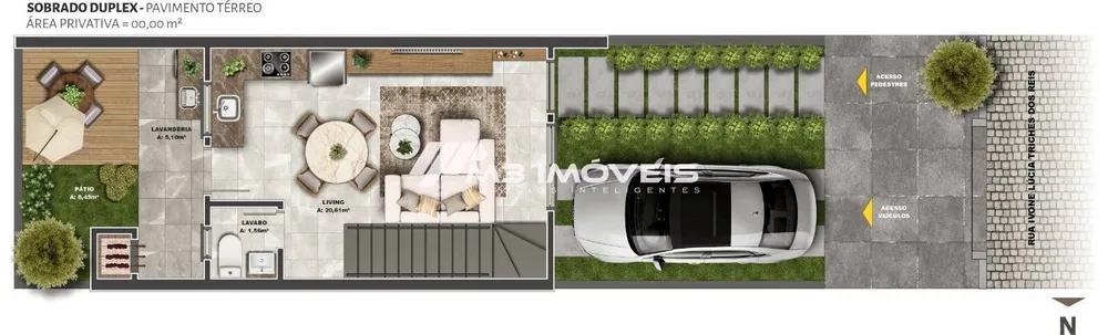 Sobrado, 2 quartos, 68 m² - Foto 1