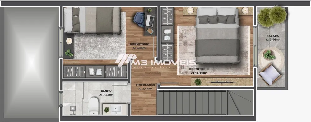 Sobrado, 2 quartos, 68 m² - Foto 3
