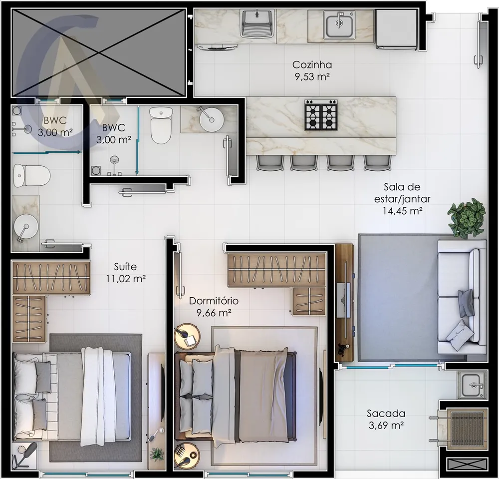Apartamento, 2 quartos, 62 m² - Foto 3