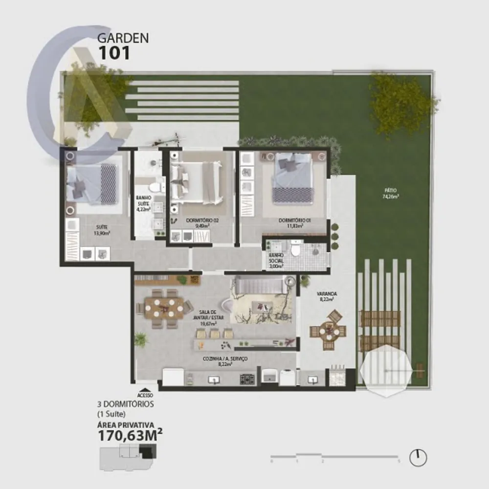 Apartamento, 3 quartos, 170 m² - Foto 2