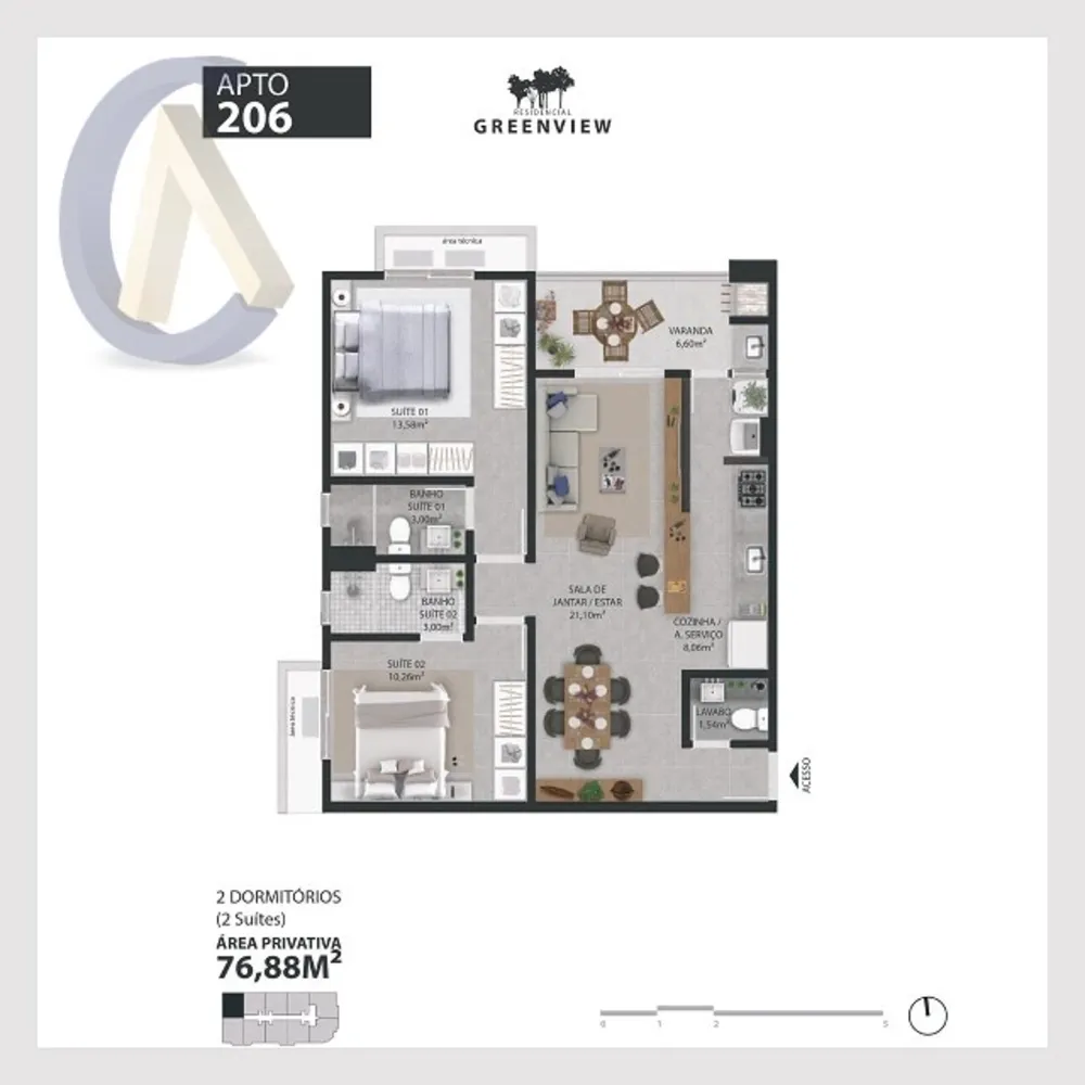 Apartamento, 2 quartos, 77 m² - Foto 3