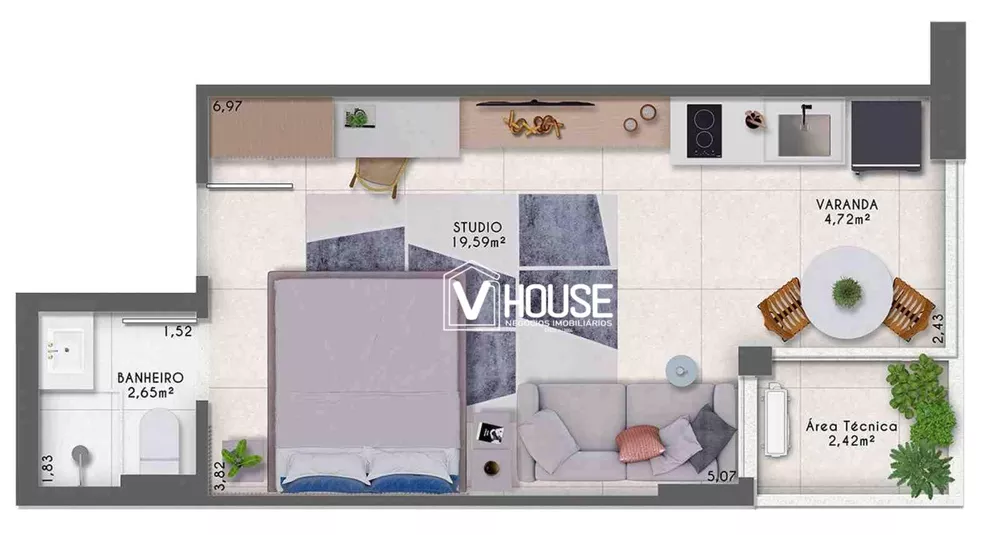 Apartamento, 1 quarto, 35 m² - Foto 3