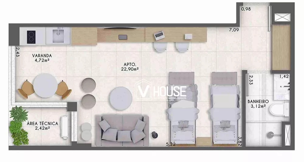 Apartamento, 1 quarto, 35 m² - Foto 9