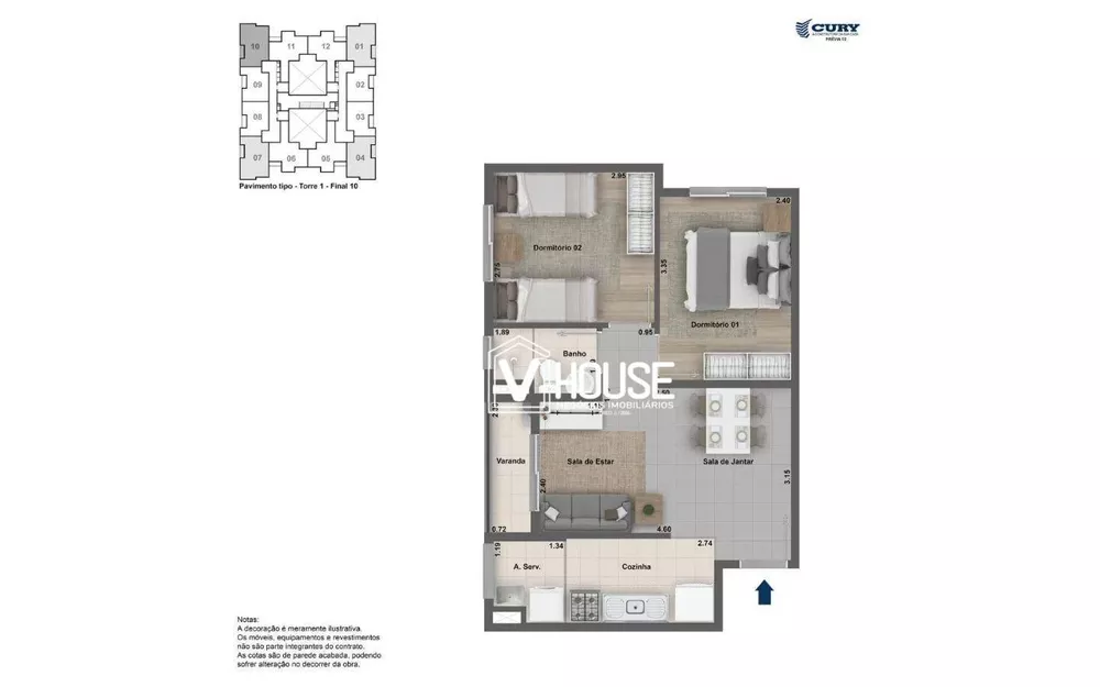 Apartamento, 2 quartos, 46 m² - Foto 2