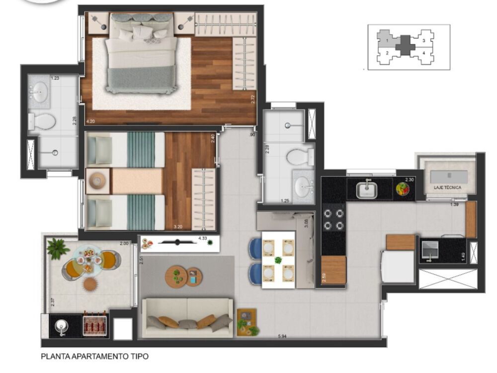 Apartamento Lançamentos com 2 quartos, 64m² - Foto 14