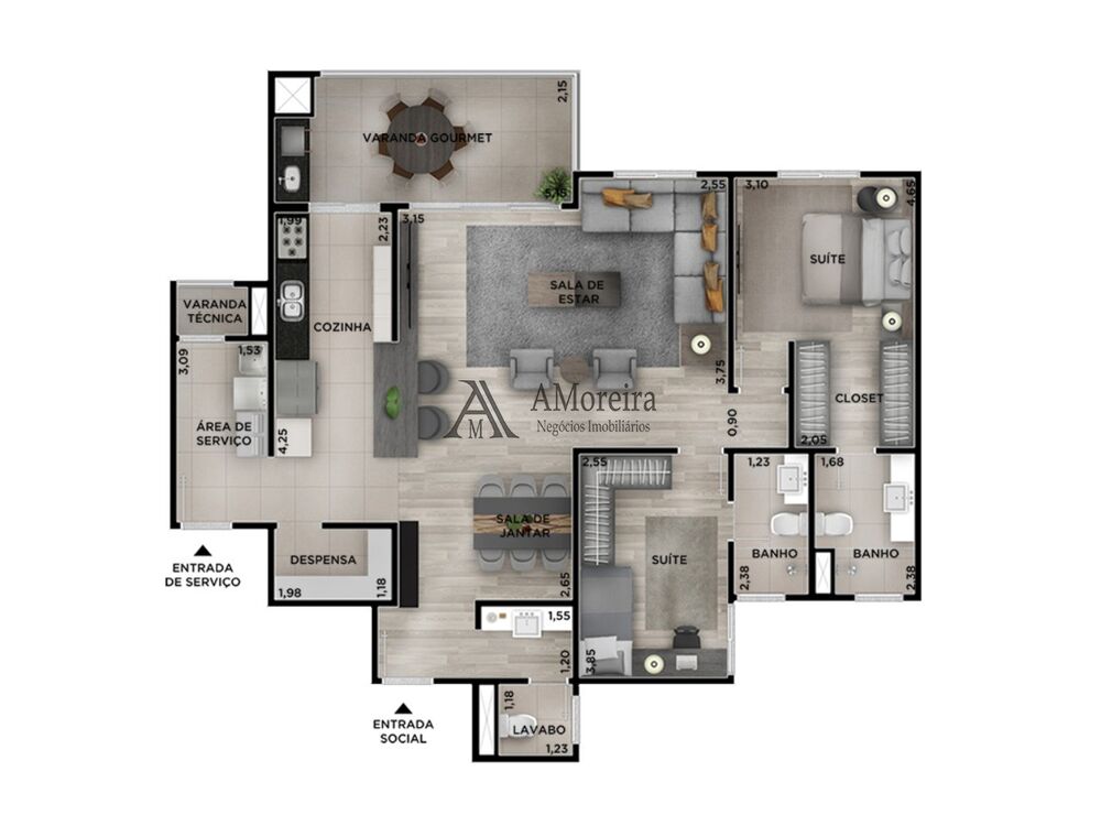 Apartamento, 3 quartos, 141 m² - Foto 3