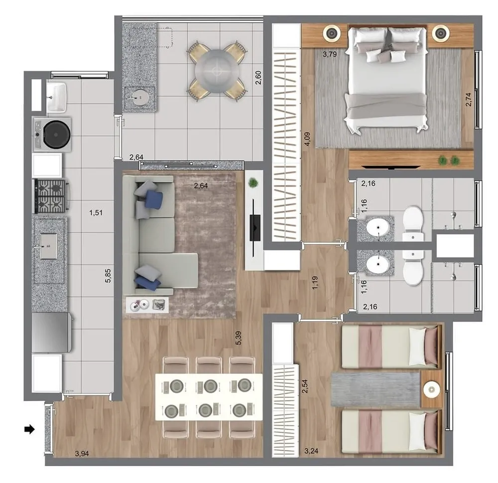 Apartamento, 2 quartos, 67 m² - Foto 11