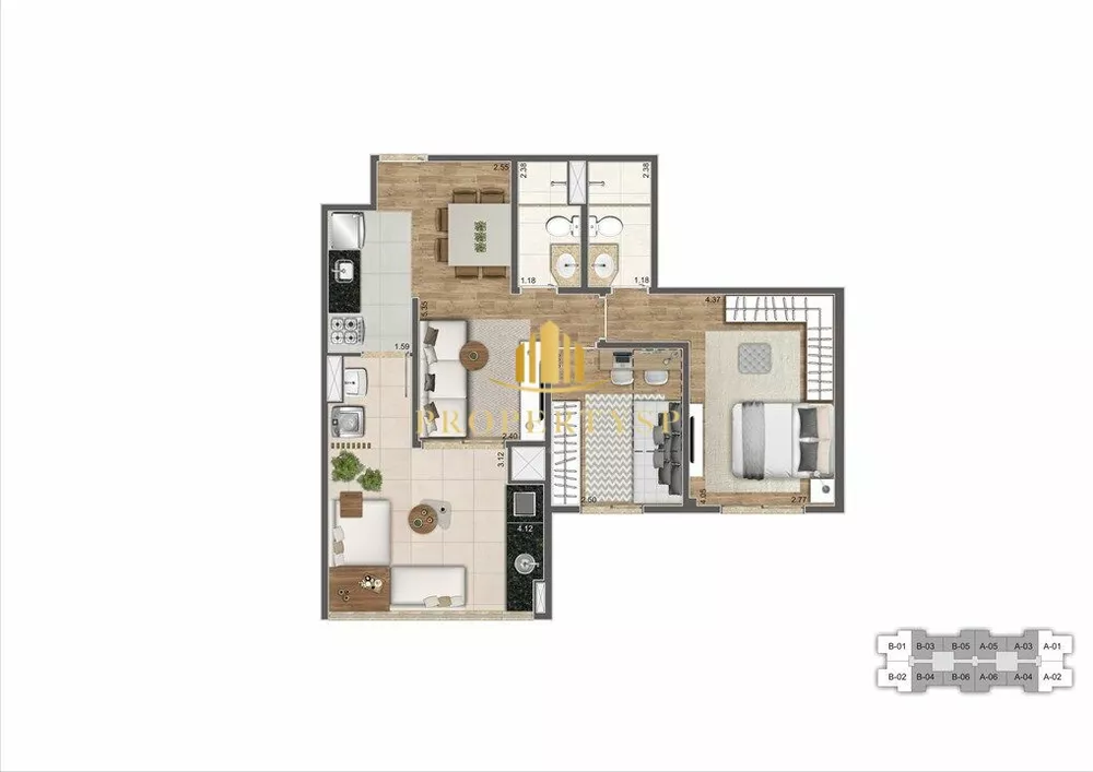 Apartamento à venda com 2 quartos, 67m² - Foto 3