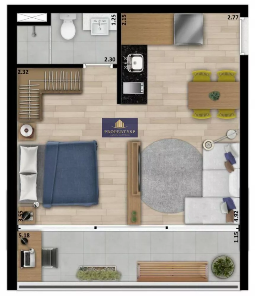 Apartamento à venda com 1 quarto, 37m² - Foto 3