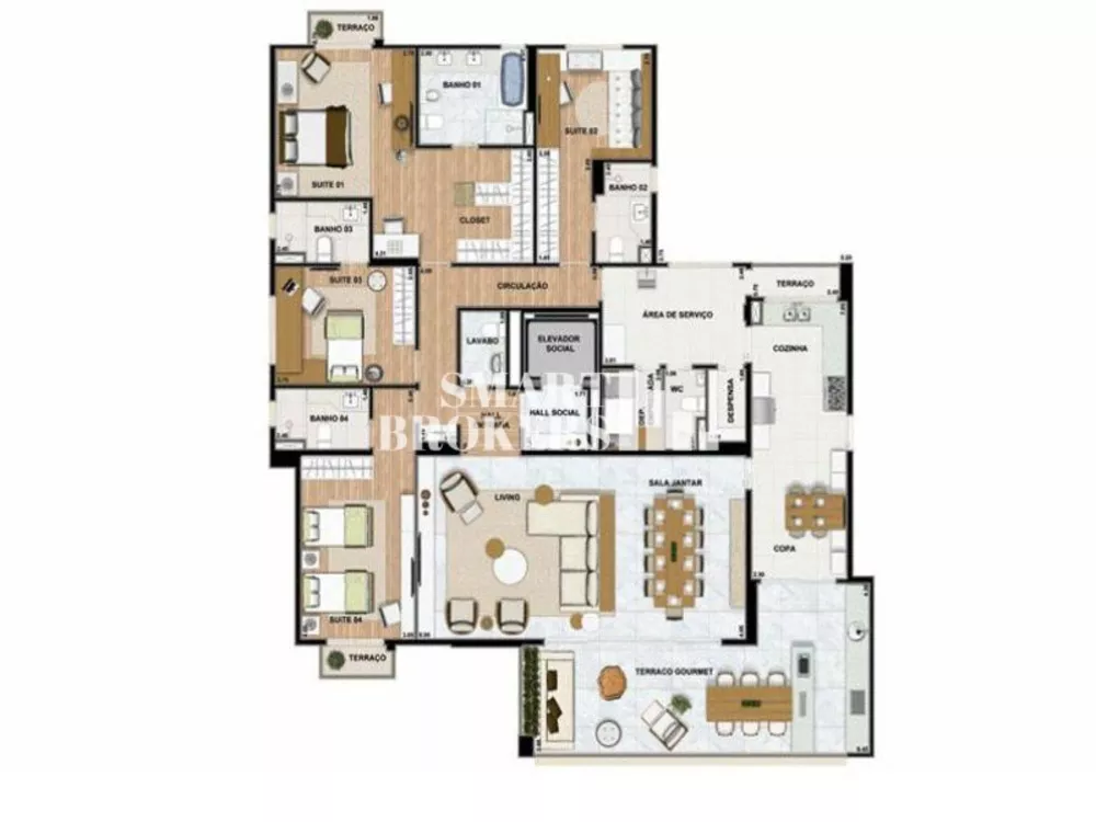 Apartamento à venda com 3 quartos, 246m² - Foto 2