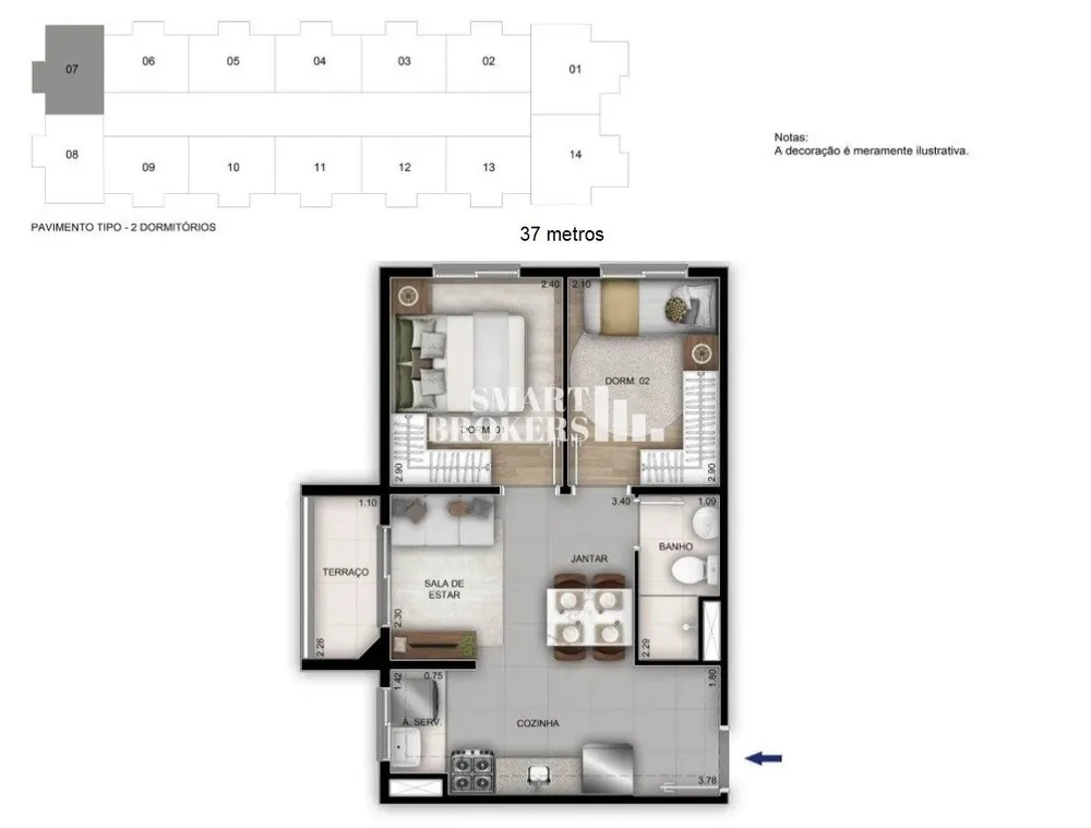 Apartamento, 2 quartos, 37 m² - Foto 3