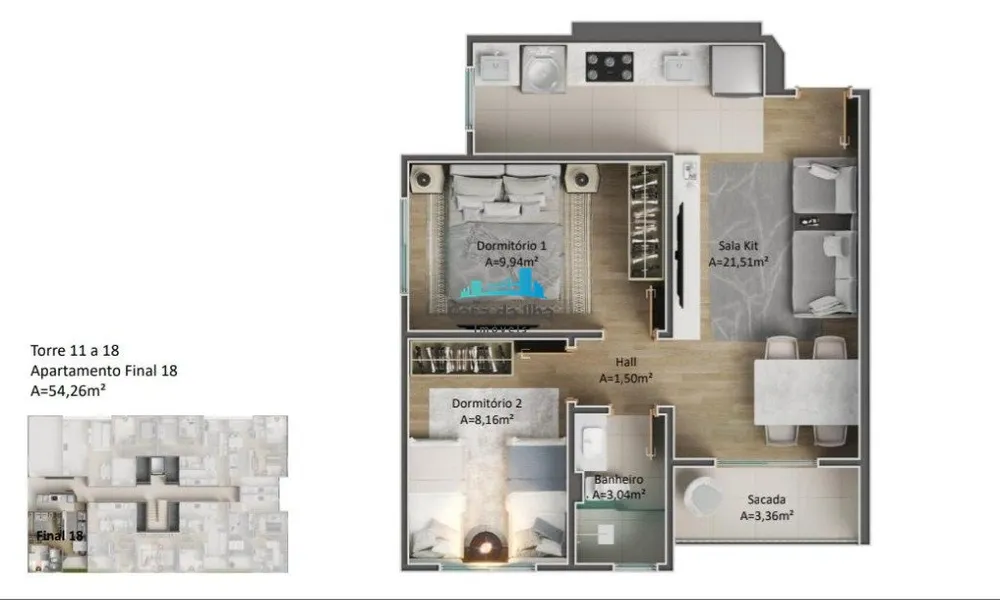 Apartamento, 2 quartos, 54 m² - Foto 3
