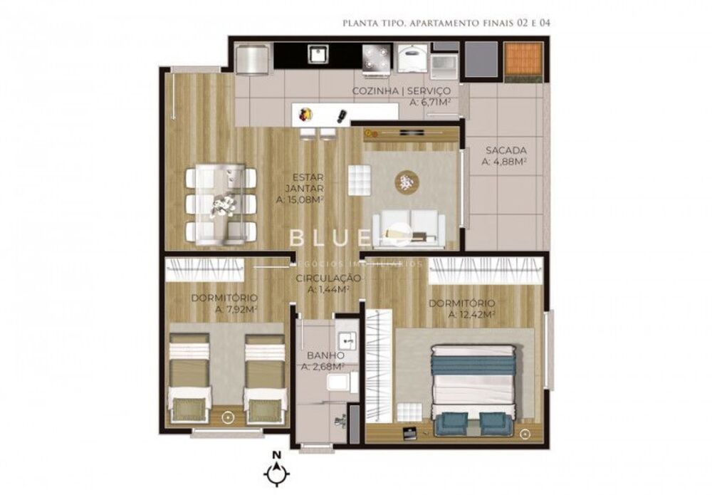Apartamento à venda com 3 quartos, 67m² - Foto 2