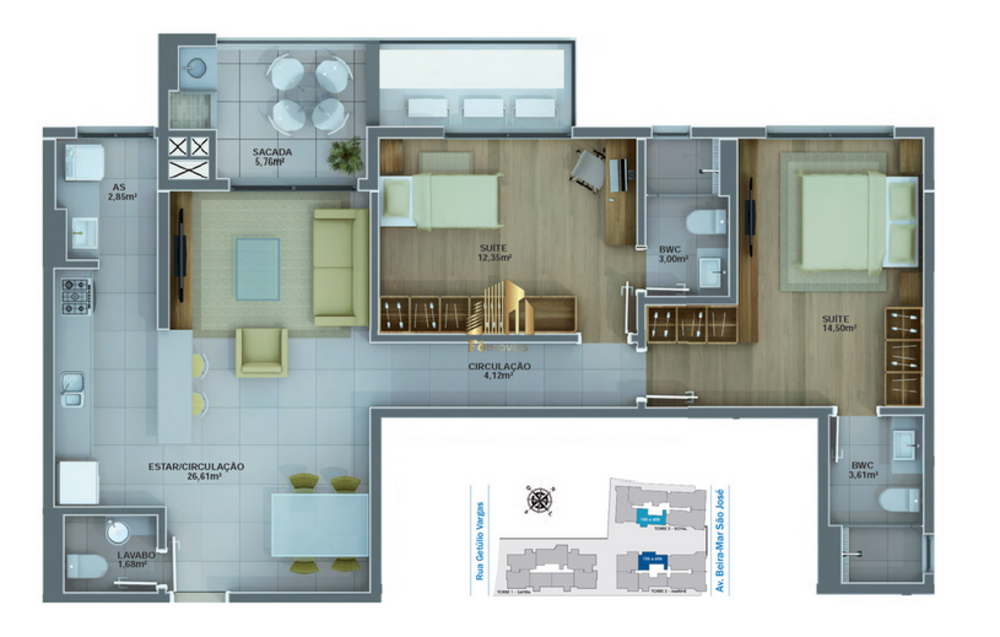 Apartamento à venda com 2 quartos, 87m² - Foto 6