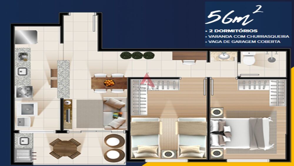 Apartamento, 2 quartos, 56 m² - Foto 2