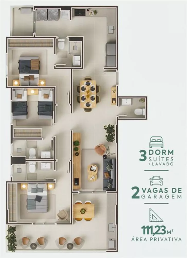 Apartamento à venda com 3 quartos, 111m² - Foto 3